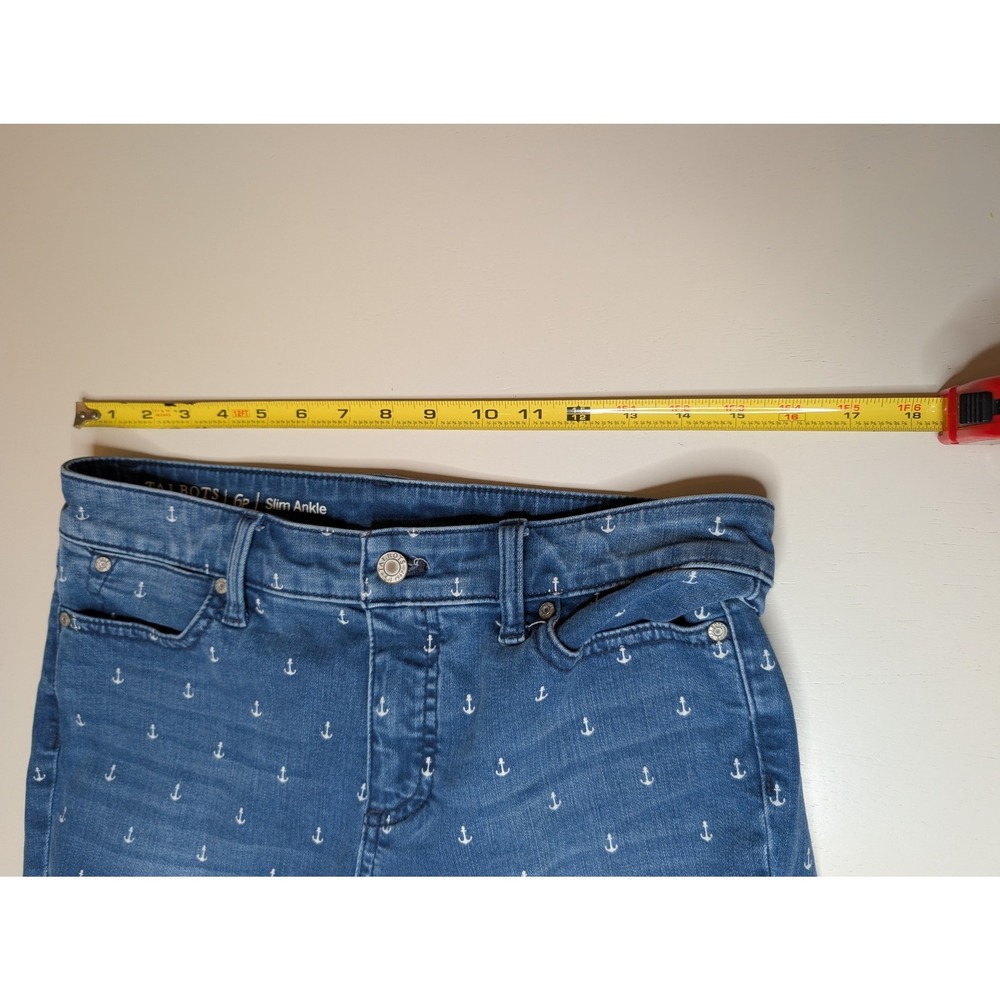 Talbots Jeans Womens 6P Blue Flawless Slim Ankle Anchor Nautical - Picture 4 of 6